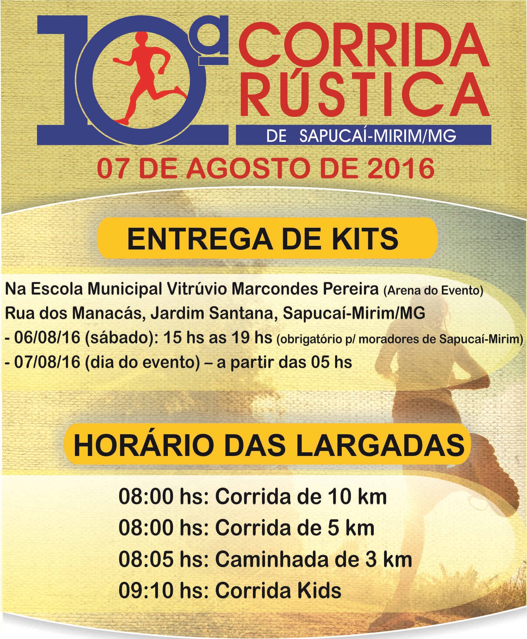 Informações sobre a Entrega de Kits e Horário da Largada